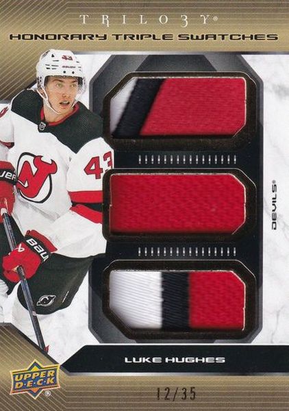 jersey RC patch karta LUKE HUGHES 23-24 Trilogy Honorary Triple Swatches /35